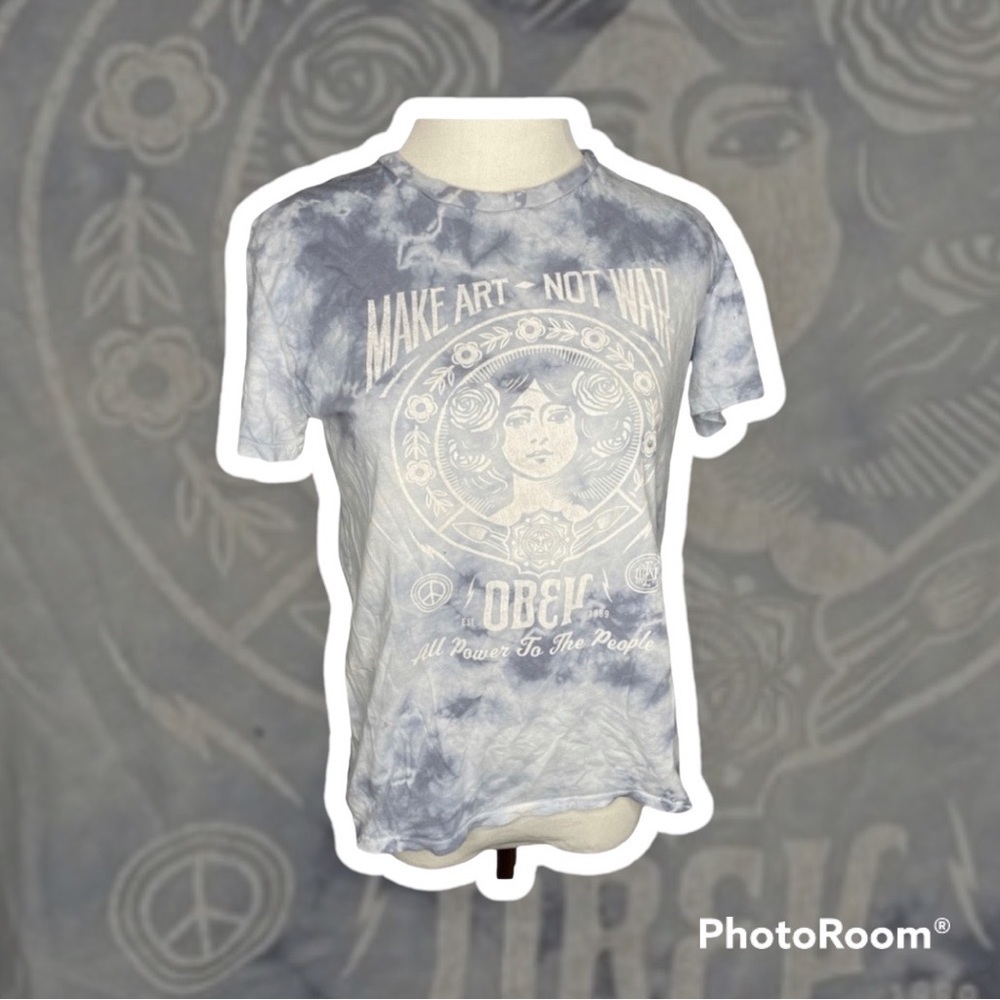 Obey Make Art Not War siren tie dye vinyl t shirt size Small